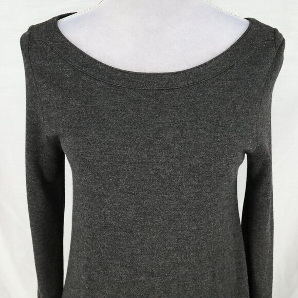 Ann Taylor Loft Dress Womens Small Gray Stretch Knit T-shirt Midi Fit n Flare - Picture 7 of 12